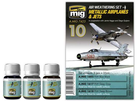 3x 35ml Ammo Mig - Metallic Jets / Aircraft Weathering Set