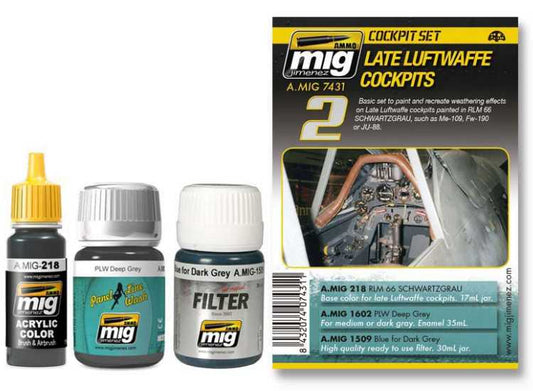 35ml x2 & 17 Ammo Mig - Late Lutftwaffe Cockpits Weathering Set