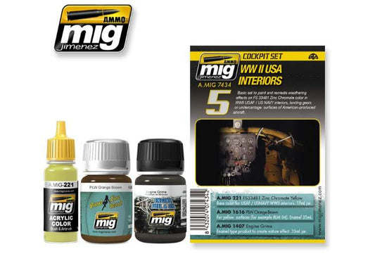 35ml x2 & 17 Ammo Mig - WWII US Aircraft Interiors - Weathering Set