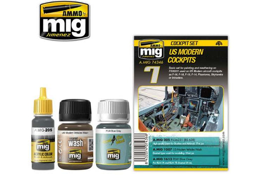 35ml x2 & 17 Ammo Mig - US Modern Cockpits - Weathering Set