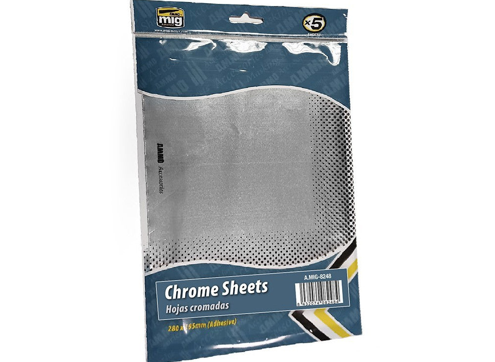 280 x 195mm Ammo Mig - Chrome Sheets (5)