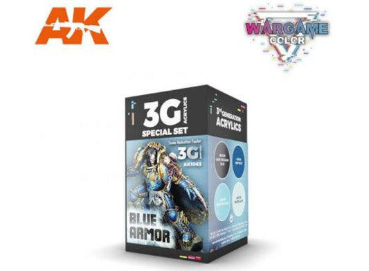 17ml x4 AK Interactive - Wargame 3G Acrylic Paint Set - Blue Armour
