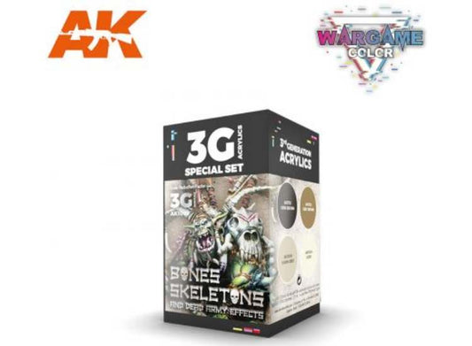 17ml x4 AK Interactive - Wargame 3G Acrylic Paint Set - Bones & Skeletons