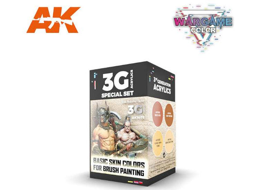 17ml x4 AK Interactive - Wargame 3G Acrylic Paint Set - Basic Skin Colours