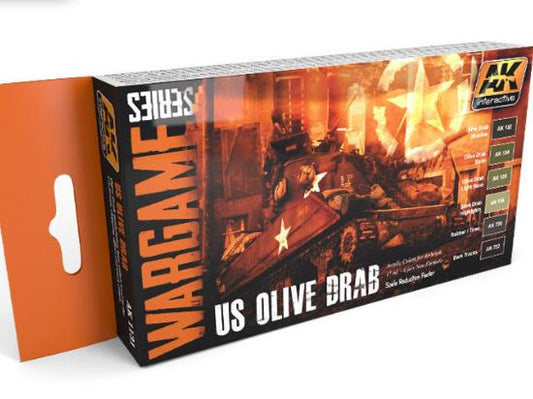 6 x 17ml AK Interactive - US Olive Drab Set - Wargame Series