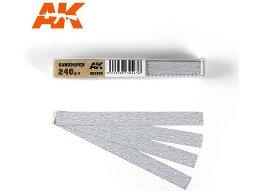 - AK Interactive - Dry Sandpaper 240 Grit 11x1cm (50 Pieces)