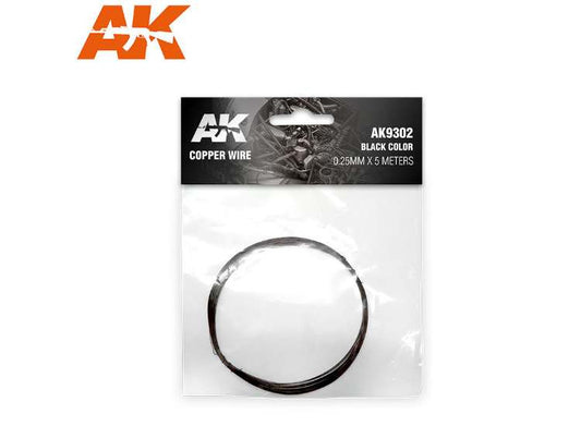 - AK Interactive - Copper Wire - 0.25mm x 5m Black