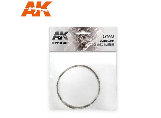 - AK Interactive - Copper Wire - 0.25mm x 5m Silver
