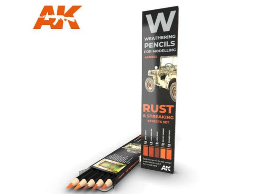 - AK Interactive - Watercolour Weathering Pencil Set - Rust / Streaking (5)