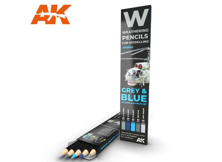 '- AK Interactive - Watercolour Weathering Pencil Set - Grey / Blue (5)