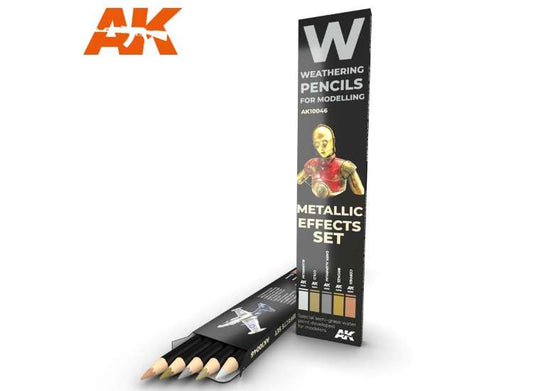 - AK Interactive - Watercolour Weathering Pencil Set - Mettalics (5)