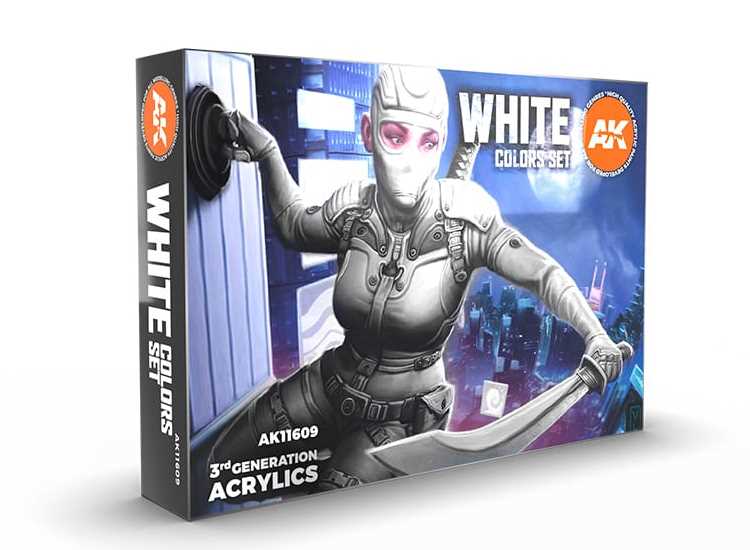 17ml x6 AK Interactive - White Colours - 3G Acrylic Paint Set