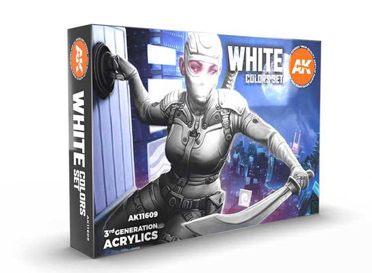 17ml x6 AK Interactive - White Colours - 3G Acrylic Paint Set