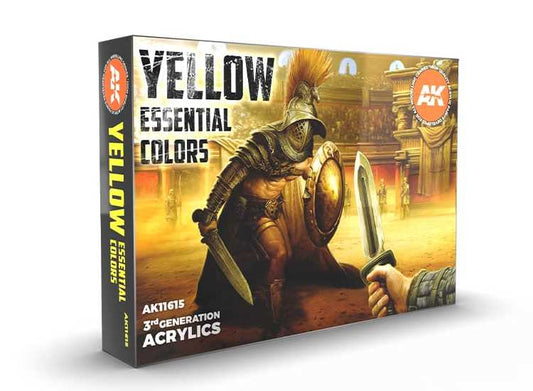 17ml x6 AK Interactive - Yellow Essential Colours - 3G Acrylic Paint Set