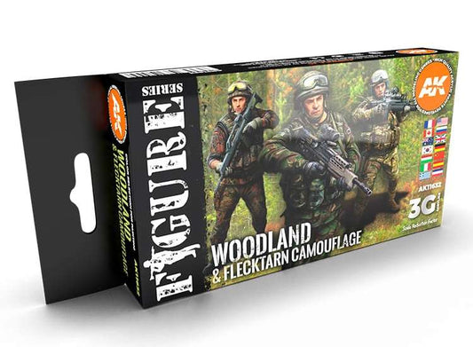 17ml x6 AK Interactive - Woodland & Flecktarn Camo - 3G Acrylic Paint Set