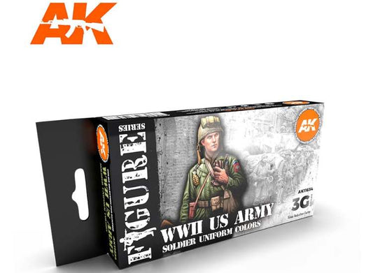 17ml x6 AK Interactive - WW2 US ARMY Uniforms - 3G Acrylic Paint Set