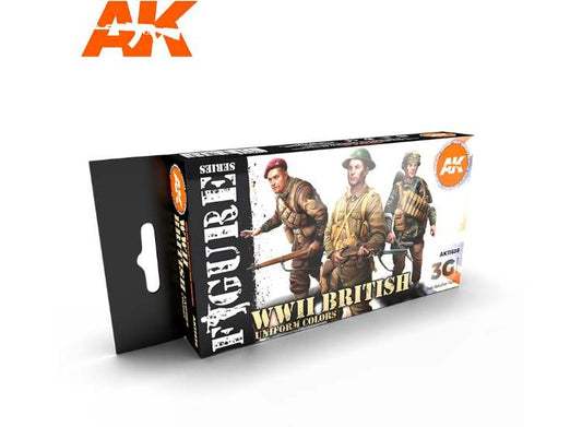 17ml x6 AK Interactive - WWII British Uniform Colours - 3G Acrylic Paint Set