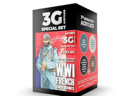 17ml x4 AK Interactive - WWI French Uniform Colours - 3G Acrylic Paint Set