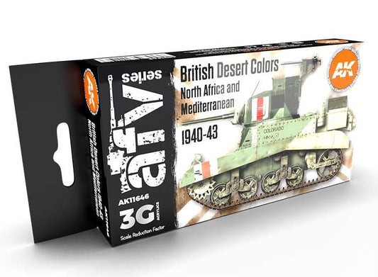 17ml x6 AK Interactive - British Desert Colours 1940-43 - 3G Acrylic Paint Set