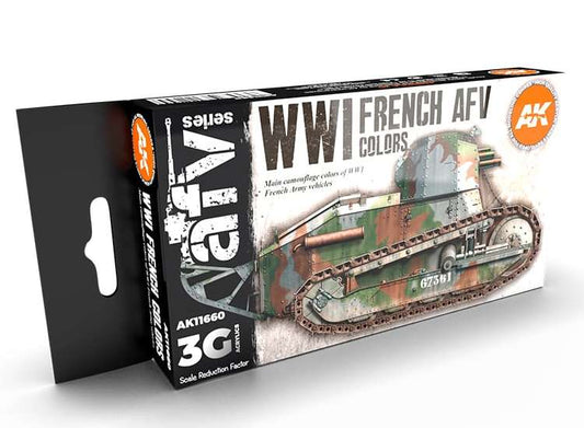 17ml x6 AK Interactive - WWI French AFV Colours - 3G Acrylic Paint Set