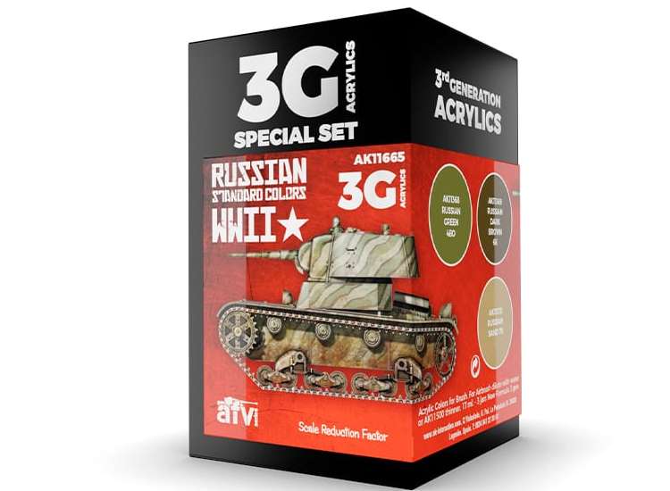 17ml x3 AK Interactive - WWII Russian Standard Colours - 3G Acrylic Paint Set