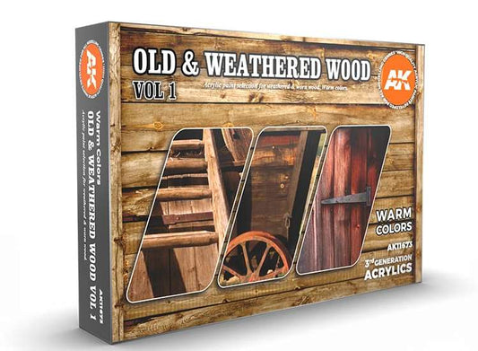 17ml x6 AK Interactive - Old & Weathered Wood Vol 1 - 3G Acrylic Paint Set