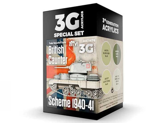 17ml x4 AK Interactive - British Caunter Scheme 1940-41 - 3G Acrylic Paint Set