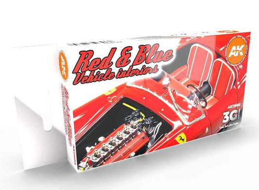 17ml x6 AK Interactive - Red & Blue Vehicle Interiors - 3G Acrylic Paint Set