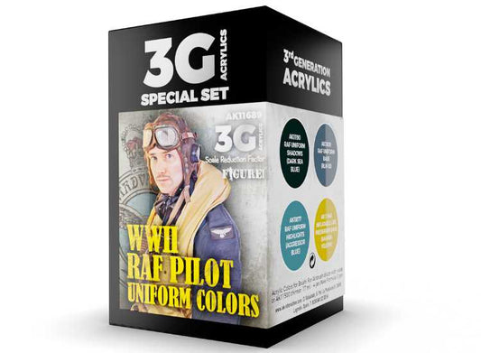17ml x4 AK Interactive - WWII RAF Uniform Colours - 3G Acrylic Paint Set
