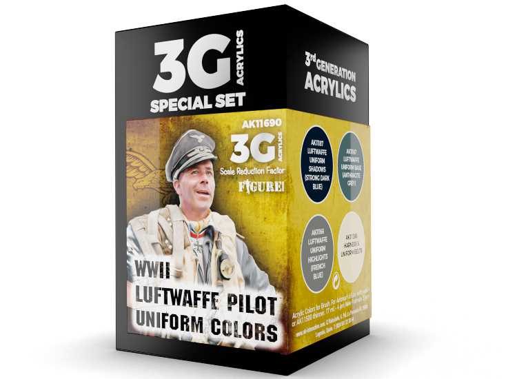 17ml x4 AK Interactive - WWII Luftwaffe Uniform Colours - 3G Acrylic Paint Set