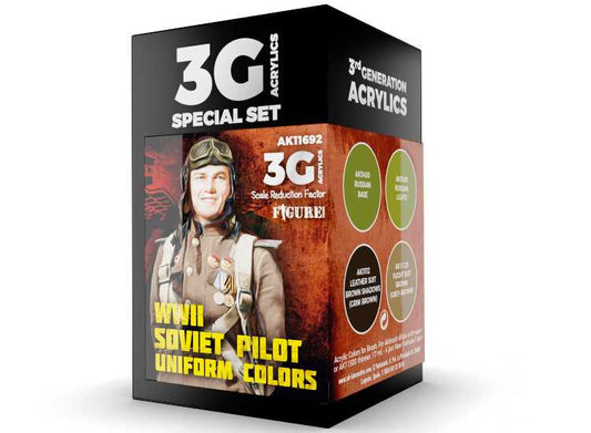 17ml x4 AK Interactive - WWII Soviet Uniform Colours - 3G Acrylic Paint Set