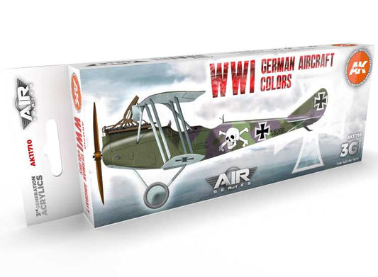 17ml x8 AK Interactive - WWI German Aircraft Colours - 3G Acrylic Paint Set