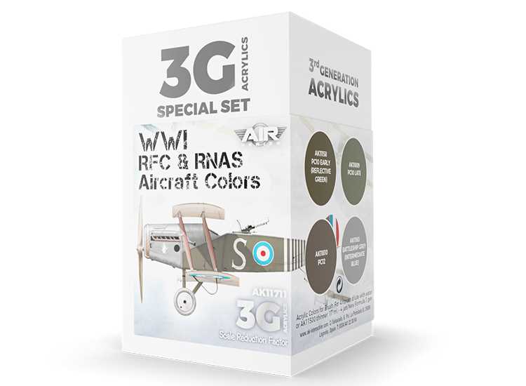 17ml x4 AK Interactive - WWI RFC & RNAS British Colours - 3G Acrylic Paint Set