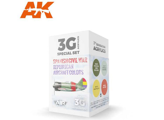 17ml x4 AK Interactive - Spanish Civil-War Republican Aircraft Colours - 3G Acrylic Paint Set