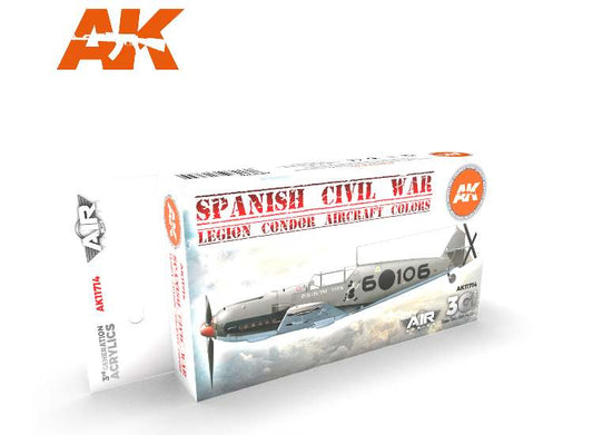 17ml x6 AK Interactive - Spanish Civil War Legion Condor Aircraft - 3G Acrylic Paint Set