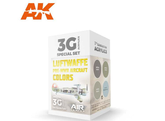 17ml x4 AK Interactive - Luftwaffe Pre WWII Aircraft Colours - 3G Acrylic Paint Set