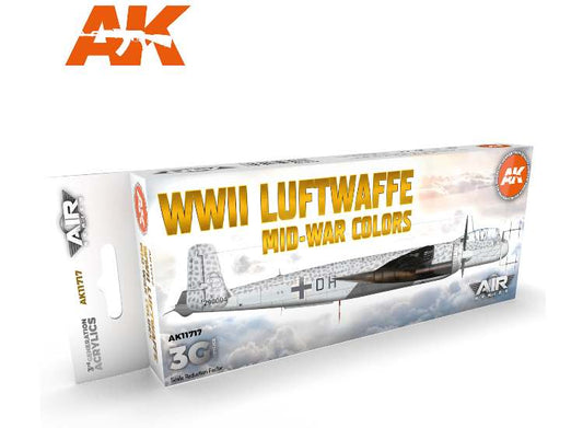 17ml x8 AK Interactive - WWII Luftwaffe Mid War Colours - 3G Acrylic Paint Set