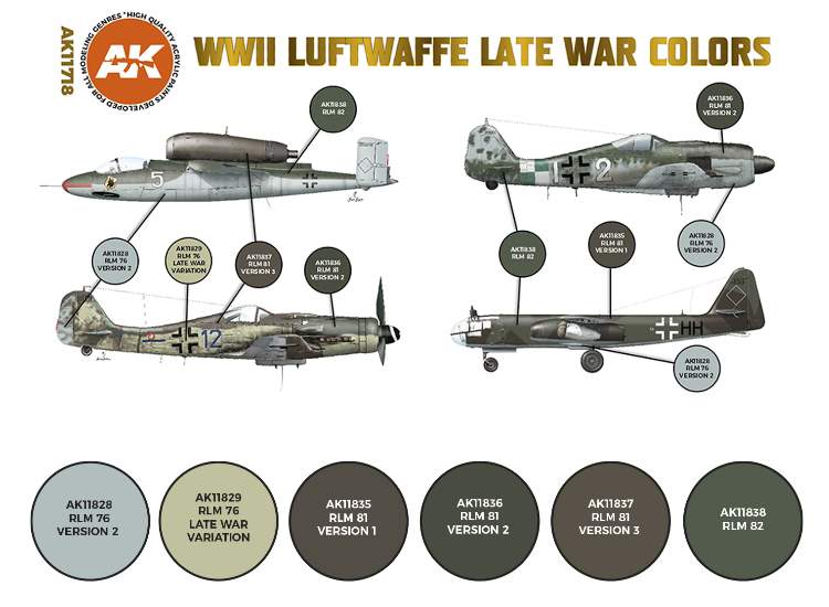 17ml x6 AK Interactive - WWII Luftwaffe Late War Colours - 3G Acrylic Paint Set
