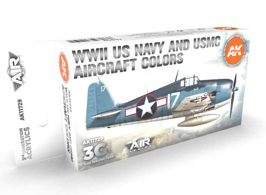 17ml x6 AK Interactive - WWII US Navy & USMC Aircraft - 3G Acrylic Paint Set