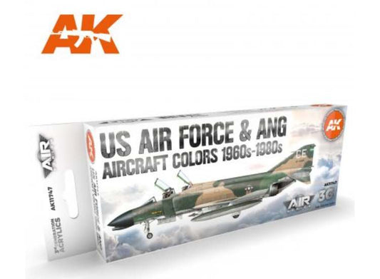 17ml x8 AK Interactive - USAF & ANG Aircraft 1960's-80's - 3G Acrylic Paint Set