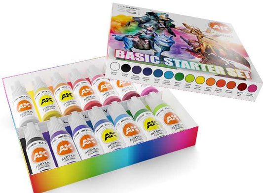17ml x14 AK Interactive - Basic Starter Set - 3G Acrylic Paint Set