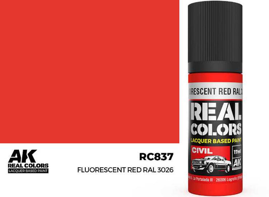17ml AK Interactive - Real Colors Lacquer Paint - Fluorescent Red RAL 3026