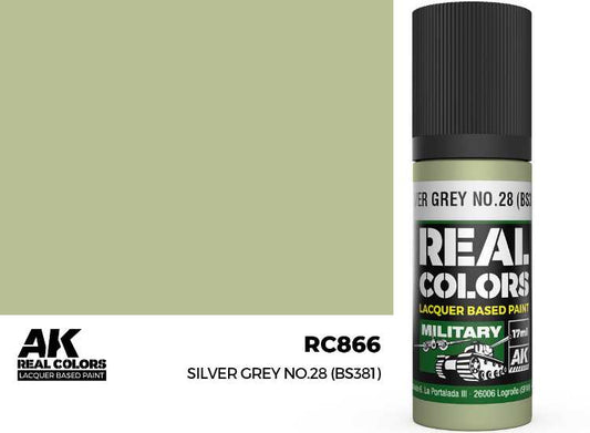 17ml AK Interactive - Real Colors Lacquer Paint - Silver Grey No.28 (BS381)