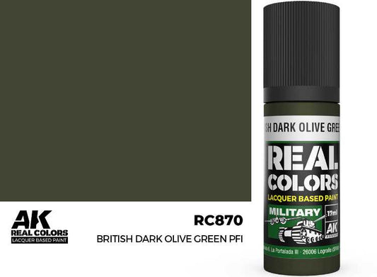 17ml AK Interactive - Real Colors Lacquer Paint - British Dark Olive Green PFI