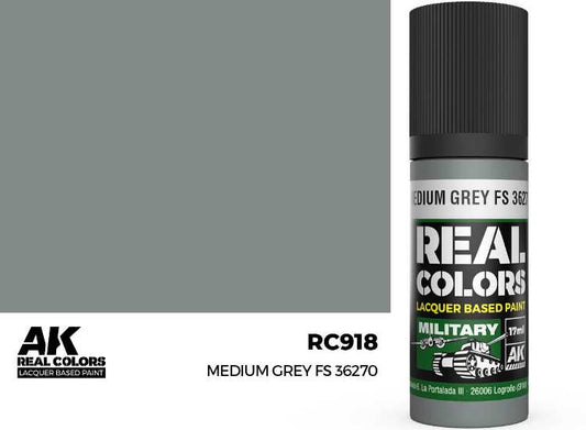 17ml AK Interactive - Real Colors Lacquer Paint - Medium Grey FS 36270