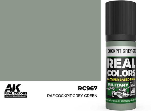 17ml AK Interactive - Real Colors Lacquer Paint - RAF Cockpit Grey-Green