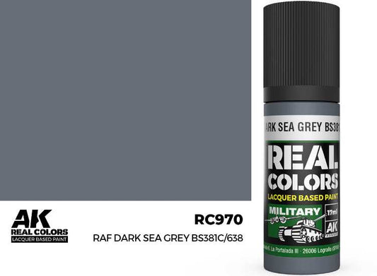 17ml AK Interactive - Real Colors Lacquer Paint - RAF Dark Sea Grey BS381C/638