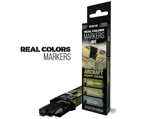 - AK Interactive - WWII Allied Aircraft Cockpit Colours - Set of 3 Real Colors Markers