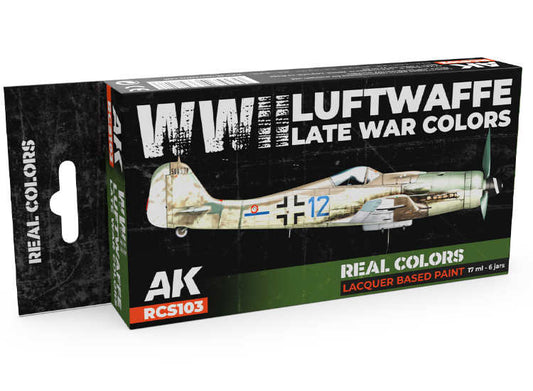 6 x17ml AK Interactive - Real Colors Paint Set - WWII Luftwaffe Late War Colours