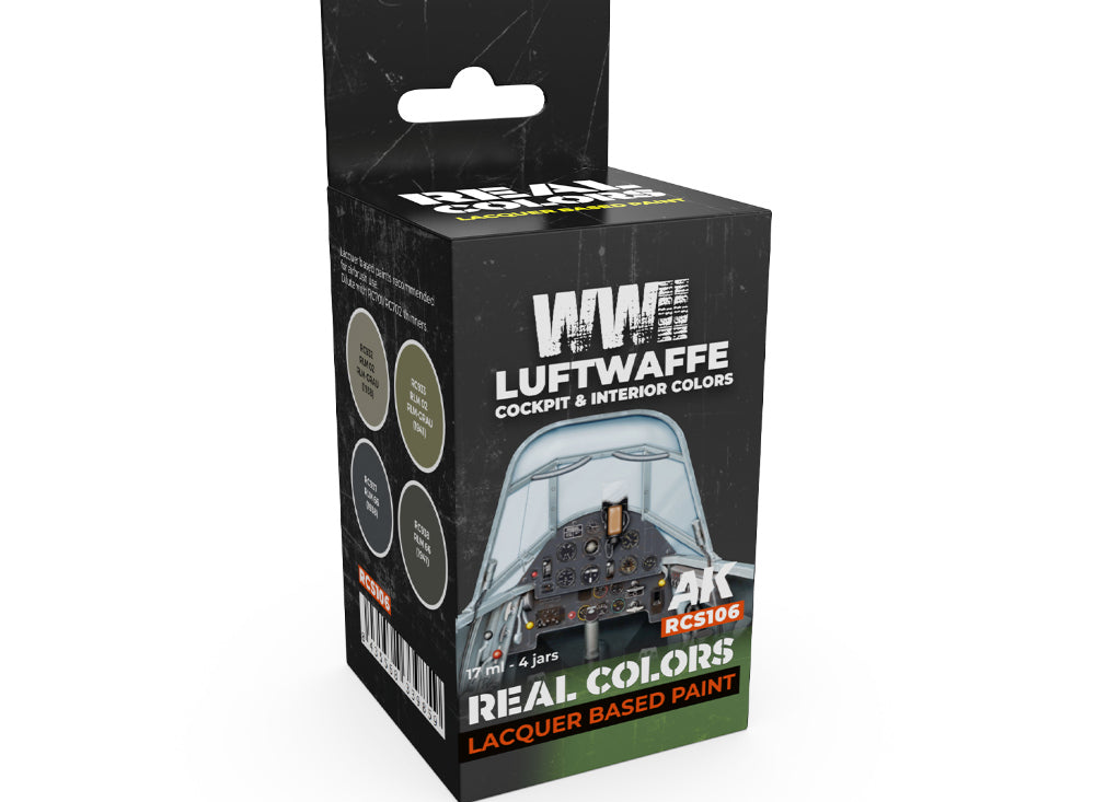 4 x17ml AK Interactive - Real Colors Paint Set - WWII Luftwaffe Cockpit & Interior